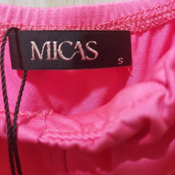 NWT Micas Hot Pink Spaghetti Strap Midi Dress With Bustier Detail Size Small - Picture 3 of 8